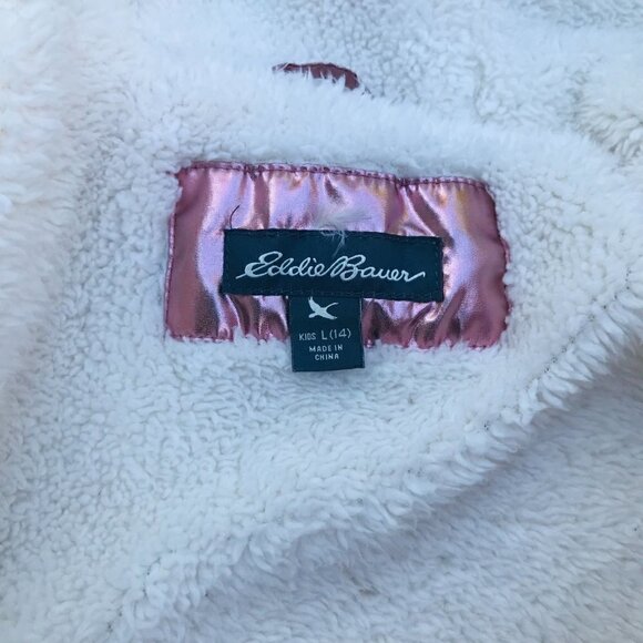 Eddie Bauer Girls Classic Down Hooded Metallic Puffer Jacket Size L (14) - Picture 7 of 9